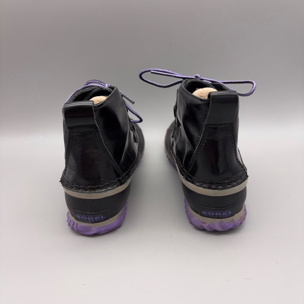 Sorel Out N About Rain Boots Womens 5 Black Waterproof Leather Duck Booties - Picture 5 of 12